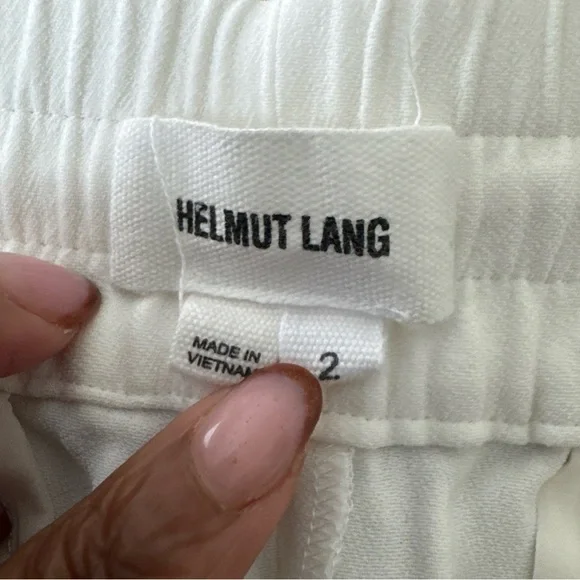 Helmut Lang White Drawstring Cropped Joggers - Picture 8 of 12